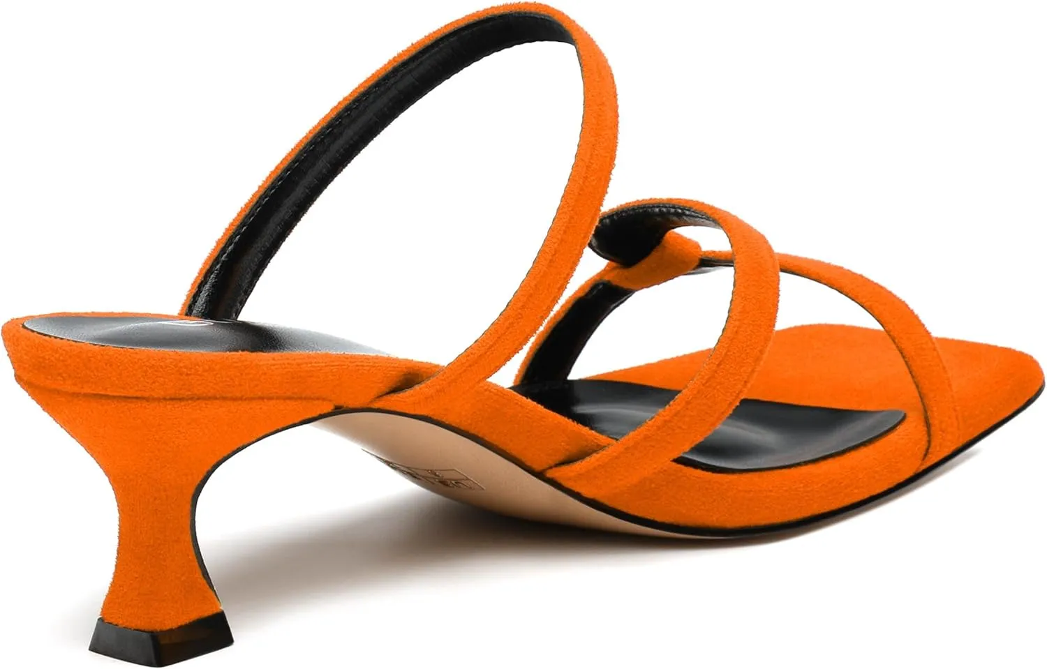 Womens Slide Sandals, Square Open Toe Low Heels Sandals, Fashion Solid Faux Suede Heeled Sandals for Women