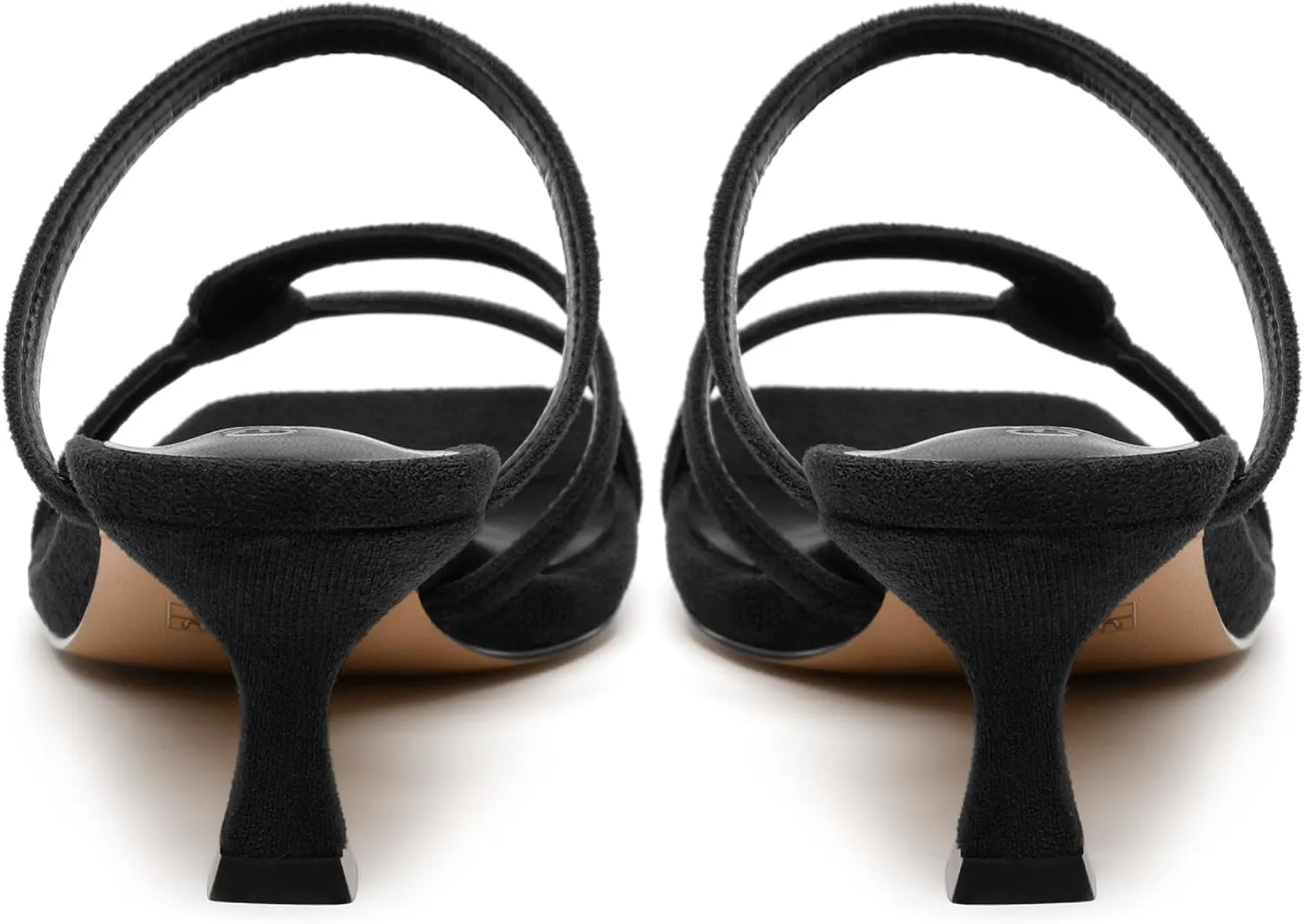 Womens Slide Sandals, Square Open Toe Low Heels Sandals, Fashion Solid Faux Suede Heeled Sandals for Women