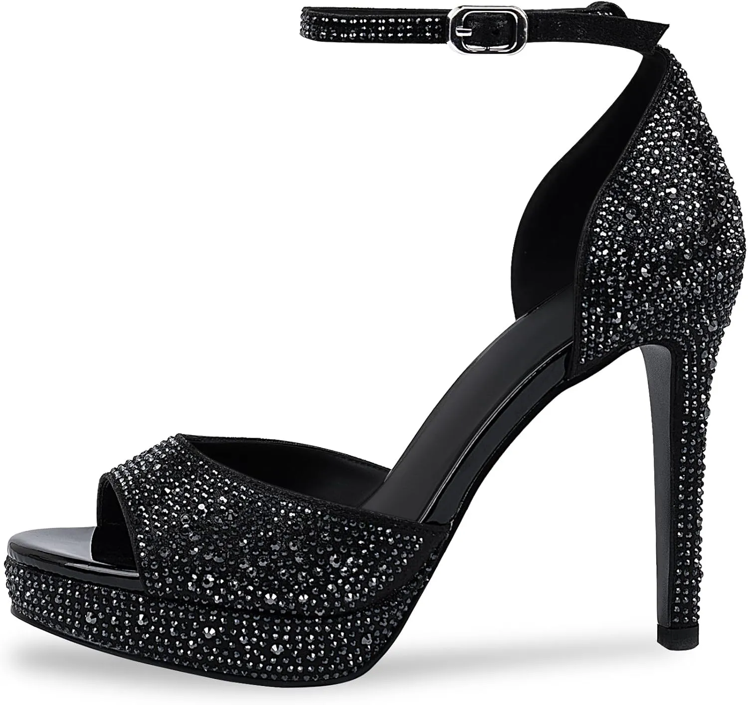 Women’s Sparkly Rhinestone Platform High Heel Sandals - Open Toe Stiletto Heel Dress Shoes for Party Wedding Club Night