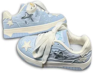 Women's Star Chunky Sneakers Y2k Aesthetic Cute Unique Comfort Casual Walking Creamy Stylish Platform Shoes for Sports