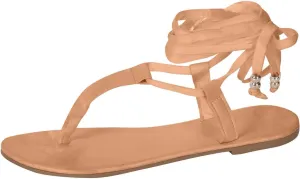Women's Strappy Thong Sandal Flat Summer Stylish Flip Flop Pearl Embellished Casual Slipper Clip Toe Vacation Shoe