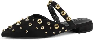 Women's Studded Mules Pointed Toe Strap Slipper Comfortable Flats Shoes
