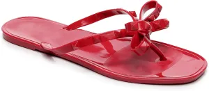 Womens Studded Sandals Flat Jelly Shoes Bow Flip Flops Thong for Ladies Black Size 7 Stud Slip On Summer Beach Rivets Dressy Slides