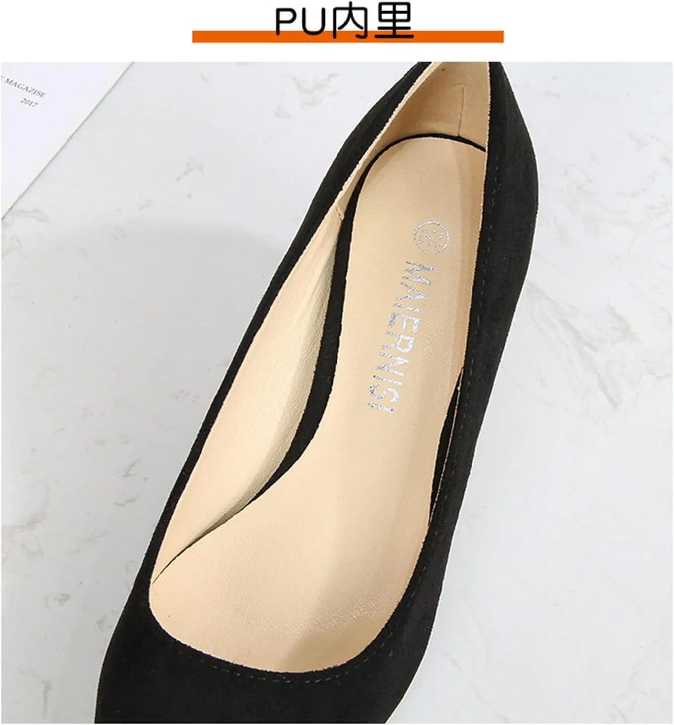Women's Suede 1.96" Kitten Heel Pumps Pointed Toe Slip on Classic Low Heel Dress Comfort Office Daily Shoes Large Size 35-46