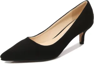 Women's Suede 1.96" Kitten Heel Pumps Pointed Toe Slip on Classic Low Heel Dress Comfort Office Daily Shoes Large Size 35-46