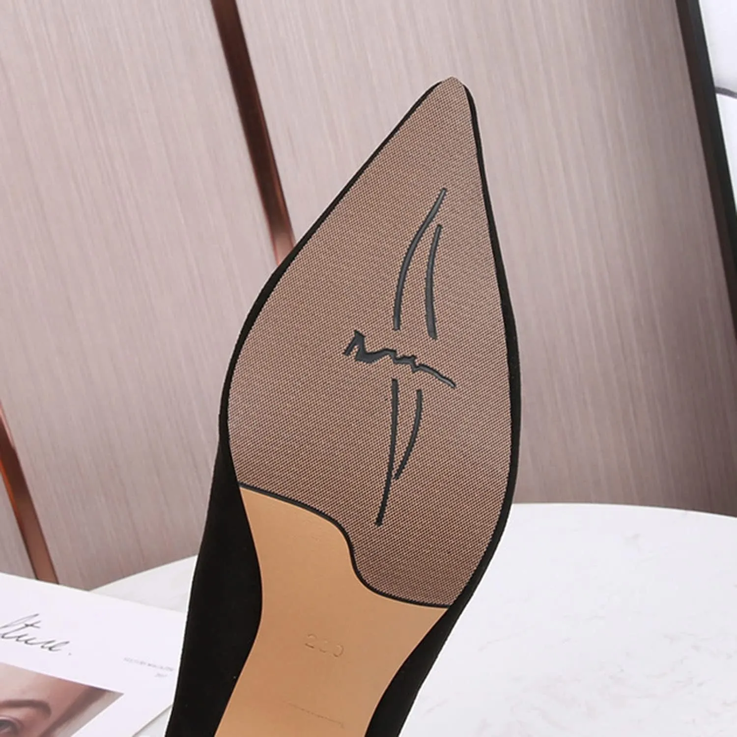 Women's Suede 1.96" Kitten Heel Pumps Pointed Toe Slip on Classic Low Heel Dress Comfort Office Daily Shoes Large Size 35-46