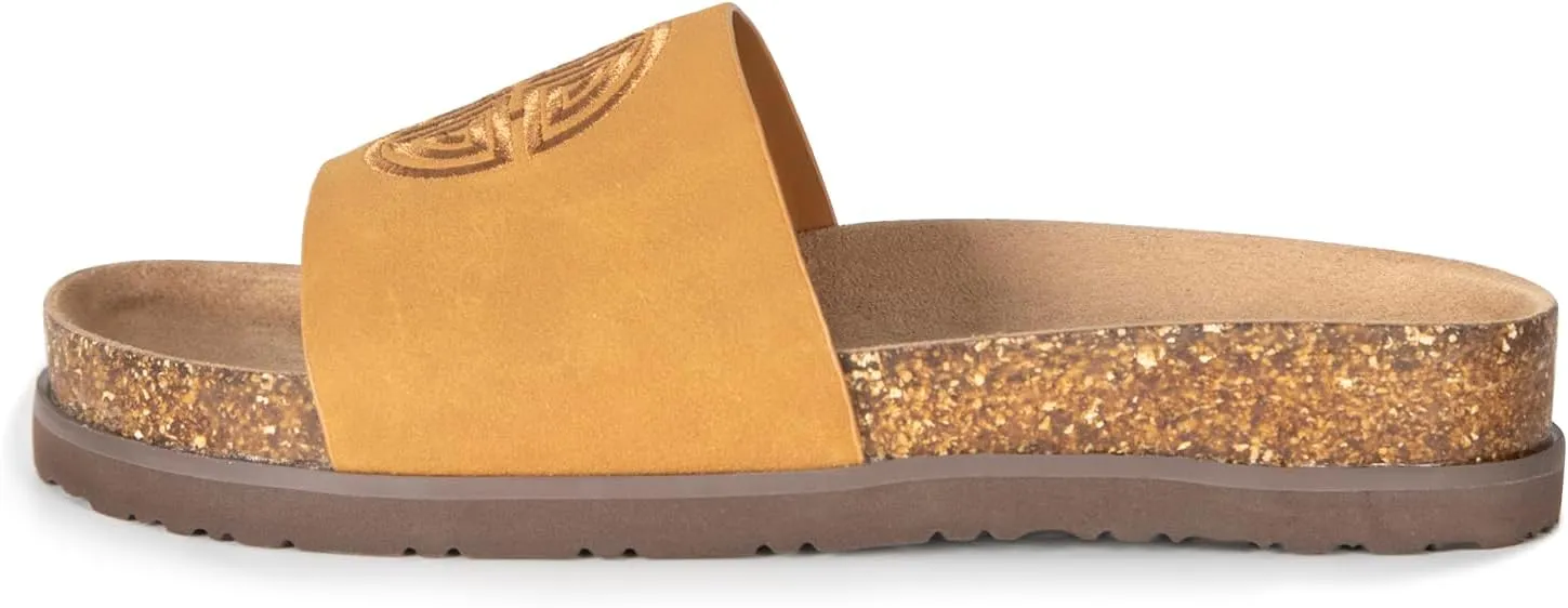 Women's Suede Slide Sandals with Arch Support,Cork Comfortable Summer Flat Sandals for Women 2025 Beach Vacation Shoes,Cute Dressy Sandals Outdoor Slippers