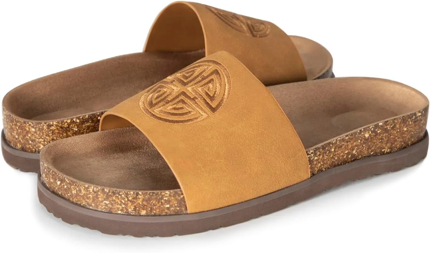 Women's Suede Slide Sandals with Arch Support,Cork Comfortable Summer Flat Sandals for Women 2025 Beach Vacation Shoes,Cute Dressy Sandals Outdoor Slippers
