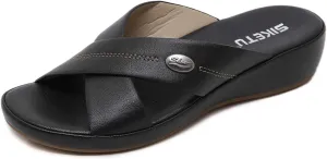 Womens Summer Slip-on Sandals, Comfy Criss-Crossed Straps Slippers for Women