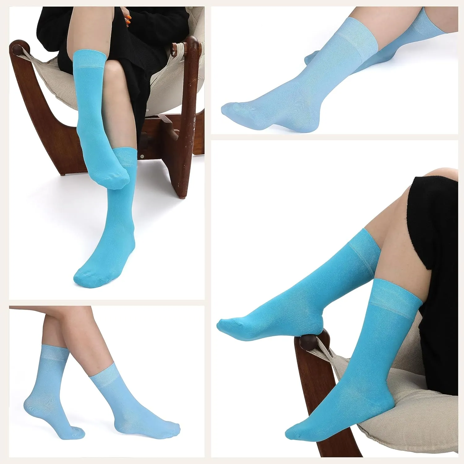 Women's Thin Rayon Dress Socks - Casual Color Crew Socks, Comfort Seam