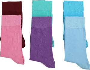 Women's Thin Rayon Dress Socks - Casual Color Crew Socks, Comfort Seam