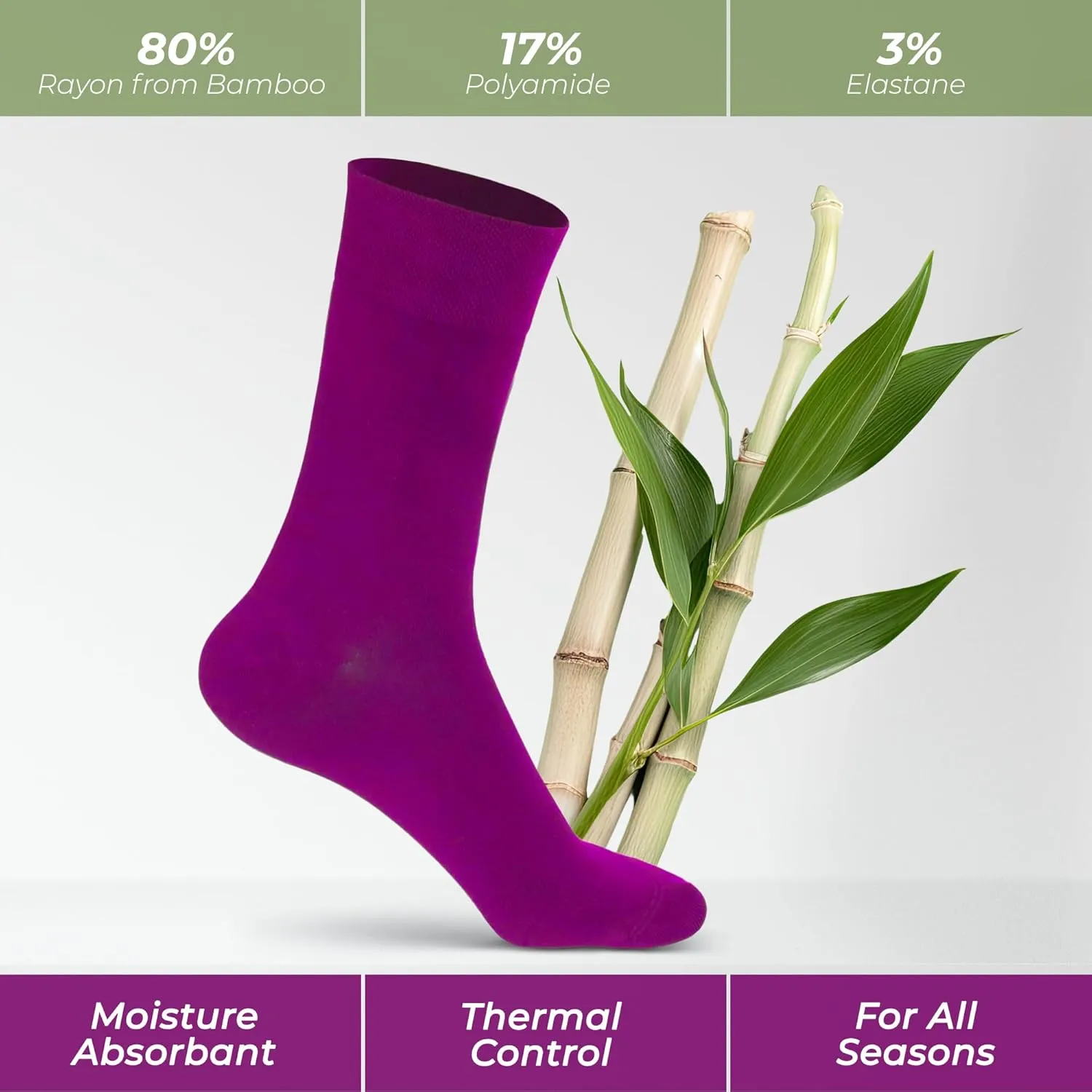 Women's Thin Rayon Dress Socks - Casual Color Crew Socks, Comfort Seam