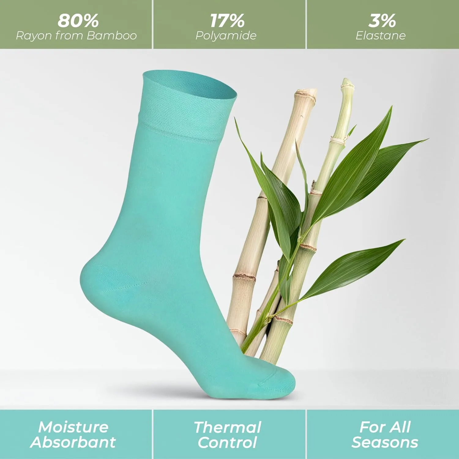 Women's Thin Rayon Dress Socks - Casual Color Crew Socks, Comfort Seam