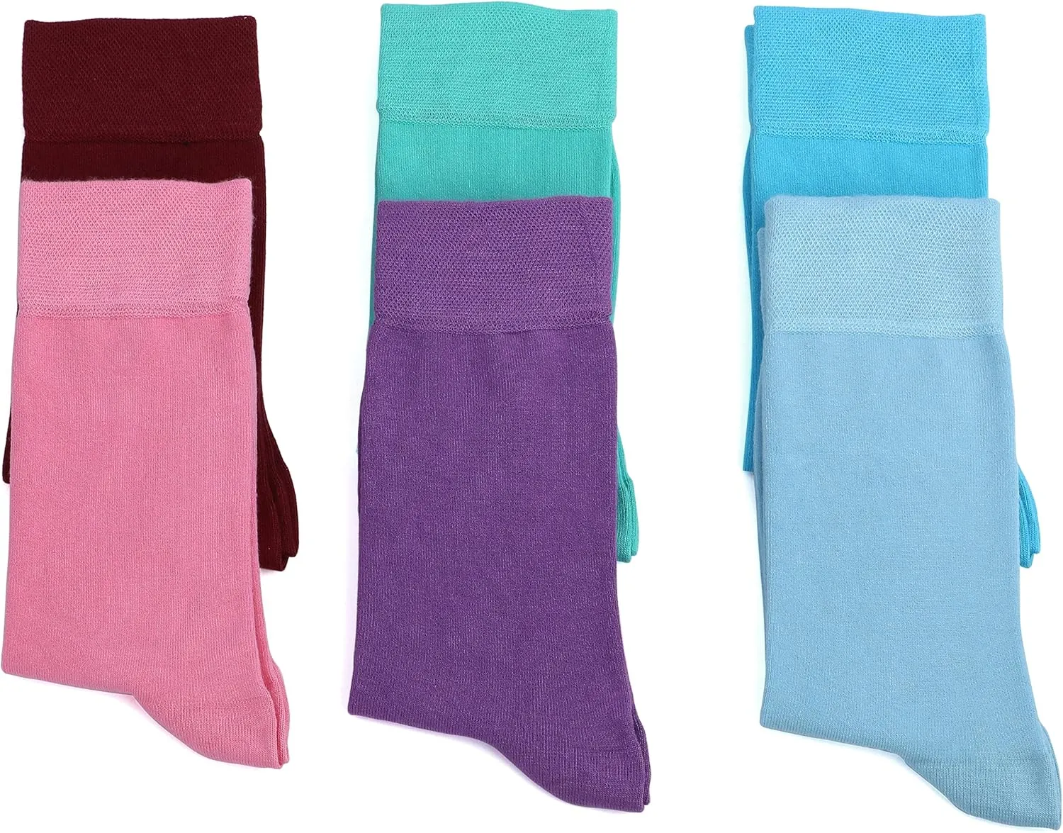 Women's Thin Rayon Dress Socks - Casual Color Crew Socks, Comfort Seam