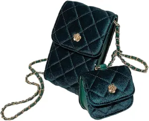 Women's velvet rhombus mini letter zero purse mobile phone bag diagonal shoulder bag