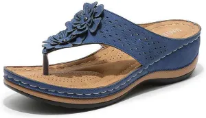 Women's Vintage 3D Floral Cutout Sandals with Arch Support Flip Flops,Bohemian Wedge Open Toe Casual Walking Beach Sandals