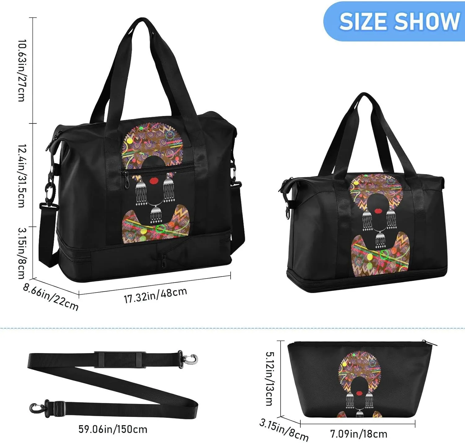 Women's Weekender Duffle Bag for Travel and Gym with Toiletry and Shoes Compartment