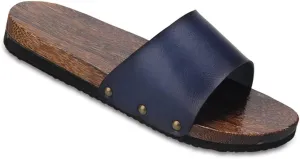 Wooden Clogs Sandals Flip Flop Flat Outdoor Slippers and Sandals, Japan Traditional Shoes Open Toe Slippers, Men Women Slippers for Summer Beach, Non-Slip (Color : Blue, Size : EUR38-39)