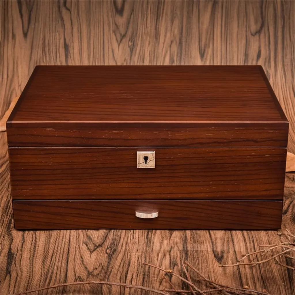 Wooden Watch Storage Boxes Case Jewelry Integrated Watch with Lock Solid Mechanical Watch Organizer Jewelry Display Holder Case