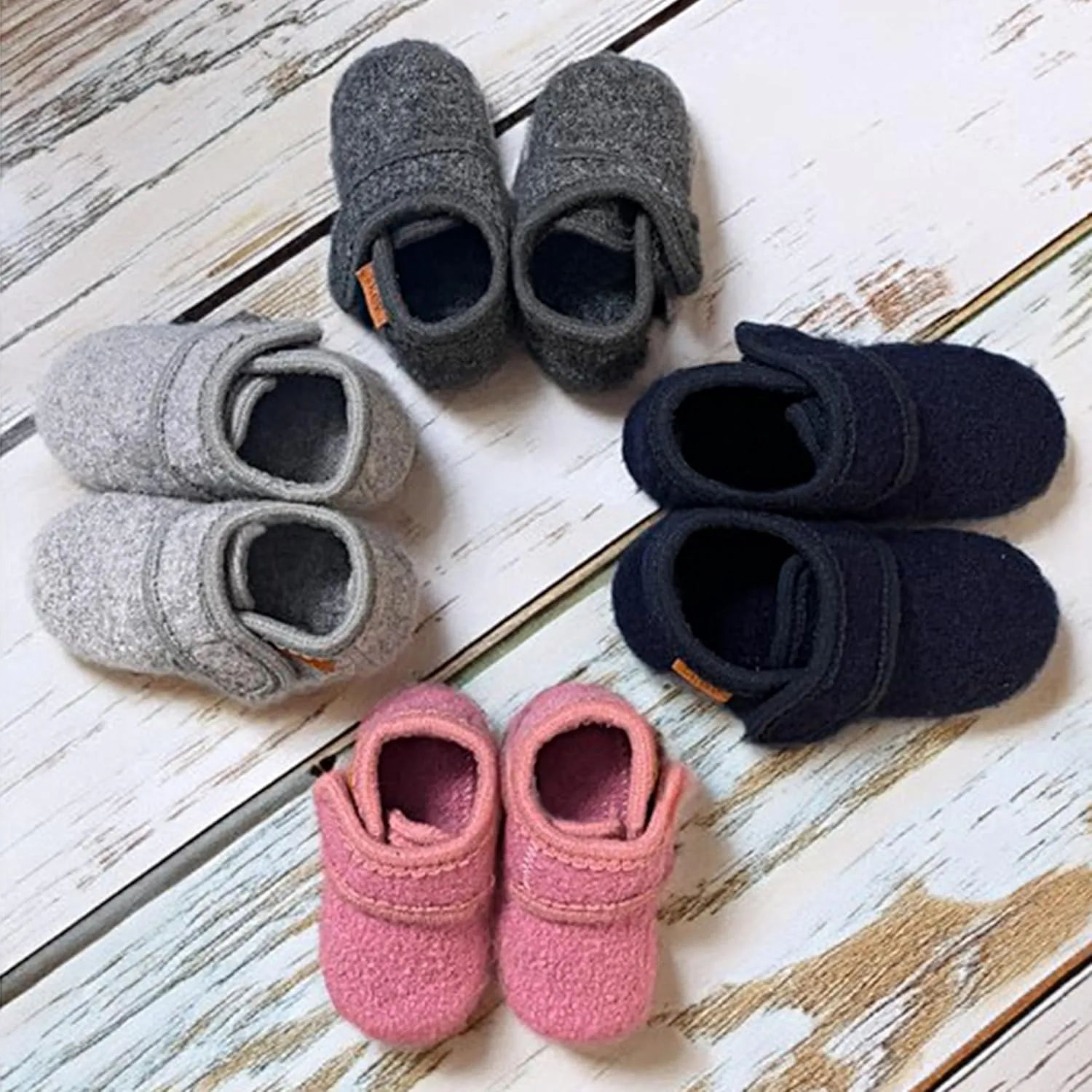 Wool Booties Slippers for Boys Girls Unisex Toddler Baby Infant Child with Leather Sole