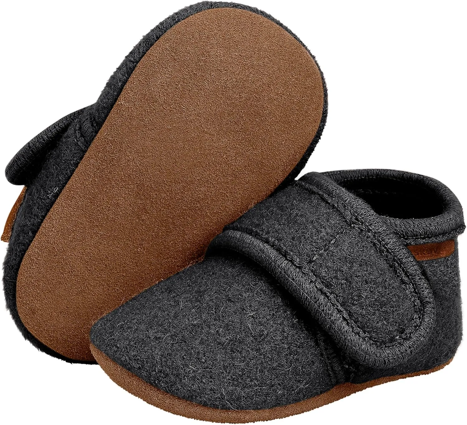 Wool Booties Slippers for Boys Girls Unisex Toddler Baby Infant Child with Leather Sole