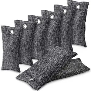 WSSROGY 8 Pack Activated Charcoal Odor Absorber, Bamboo Charcoal Air Purifying Bags Odor Eliminator Air Freshener Deodorizer for Shoe, Closet, Car, Basement