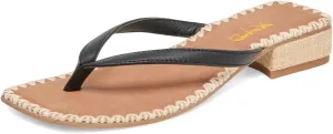 XYD Women Square Open Toe Woven Flip Flops Summer Chunky Low Heel Thong Sandals Beach Wedding Shoes