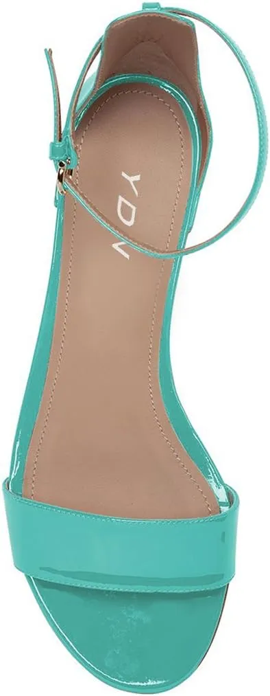 YDN Womens Chic Block Low Heel Sandals Open Toe Ankle Strap Patent Comfortable Walking Dress Flat Shoes Size 4-15