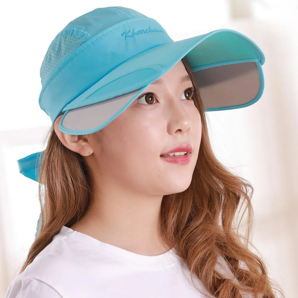 YEKEYI Wide Brim Sunhat Summer UPF 50  Sun Protection Outdoor Hat Baseball Cap Sports Hats with Retractable Visor