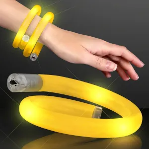 Yellow Flashing LED Light Up Wrap Around Tube Bracelet