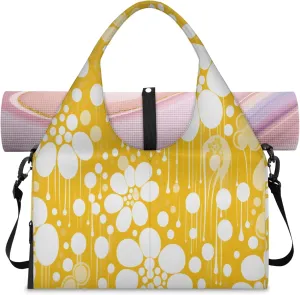 Yellow flowers Women's Yoga Gym Bag - Adjustable shoulder strap with shoe compartment, large gym bag with multiple pockets for yoga mat, gym equipment and travel accessories
