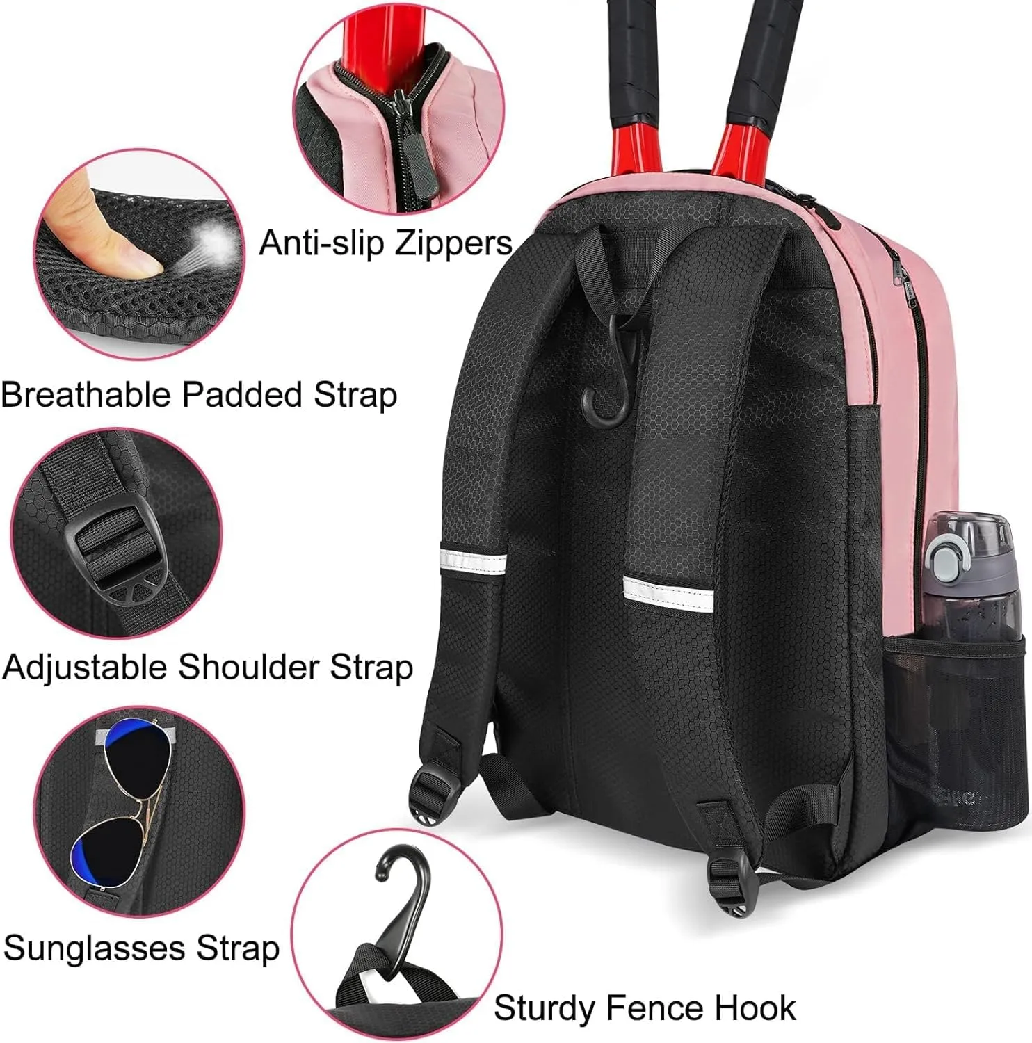 Ytonet Tennis Bag Tennis Backpack for Women Men 2 Rackets with Insulated Pocket Ventilated Shoe Compartment