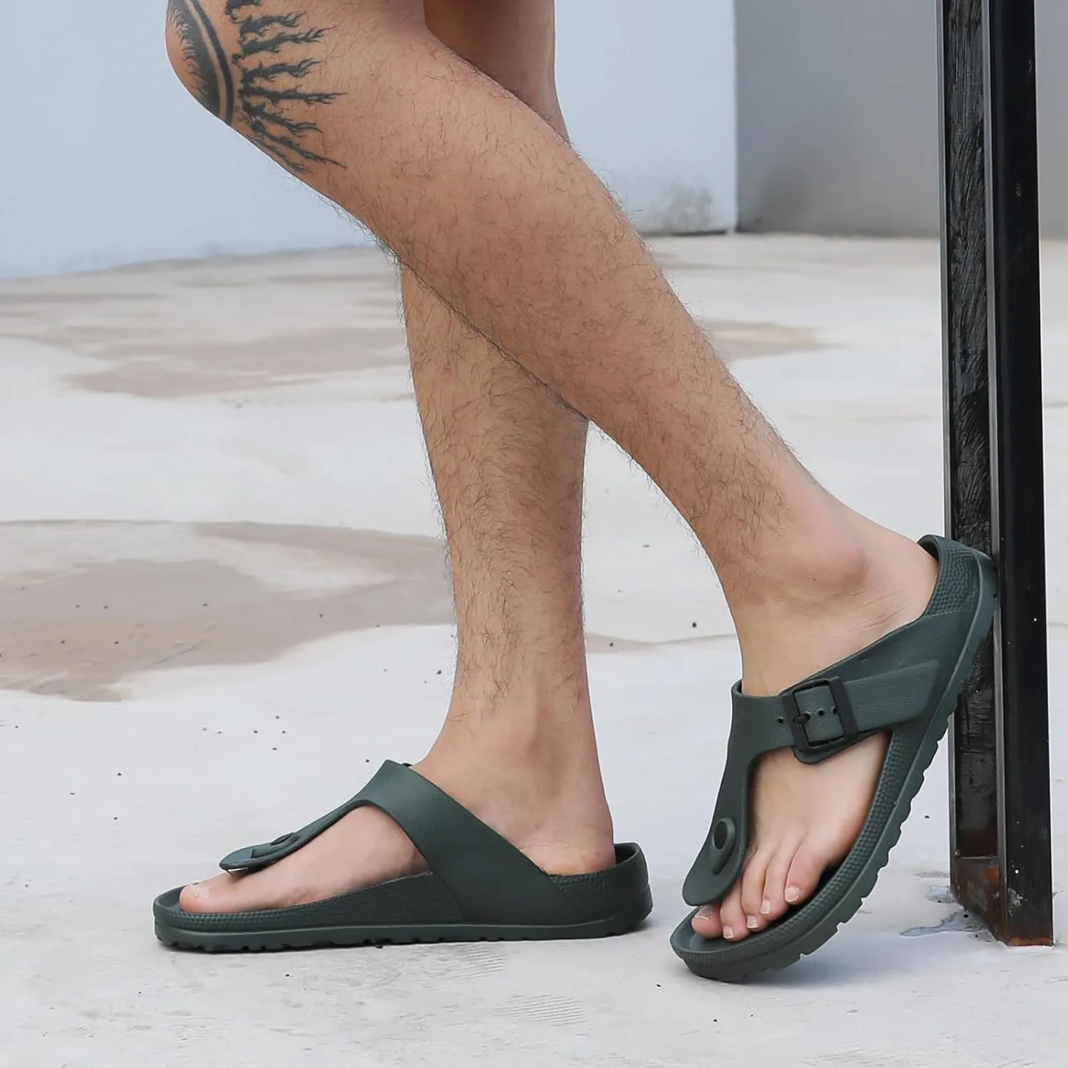 YUHITYGZGS Comfort Footbed EVA Thong Sandals for Women and Men Flip Flop with Arch Support Slip On Indoor Outdoor for Summer Beach Slides Adjustable Buckle