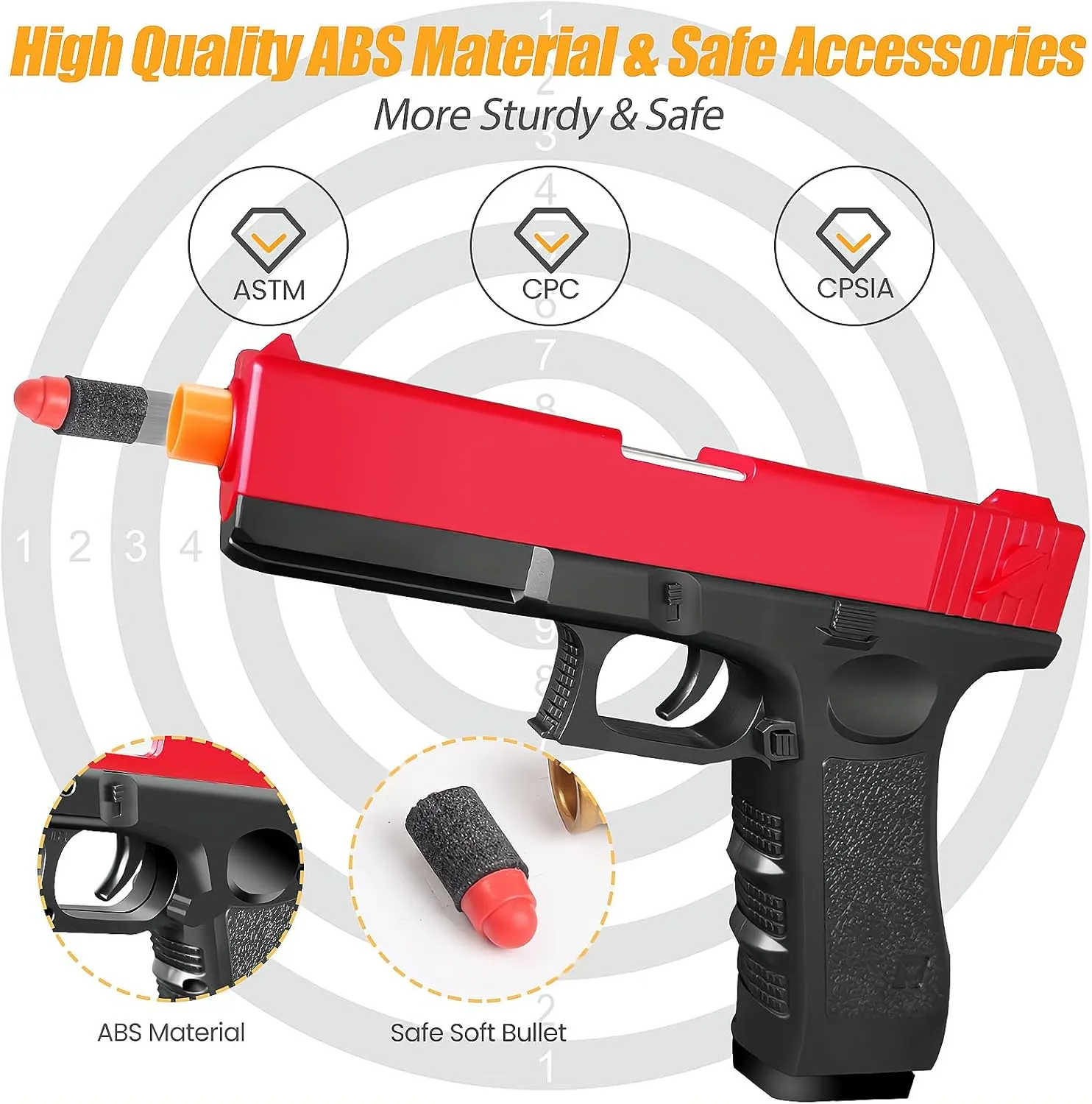 Zanktony Soft Bullet Toy Gun Shell Ejecting, Realistic Toy Pistol for Boys, Educational Play Gun Model, Halloween Christmas Birthday Gifts for Boys Kids Adults Age 8 