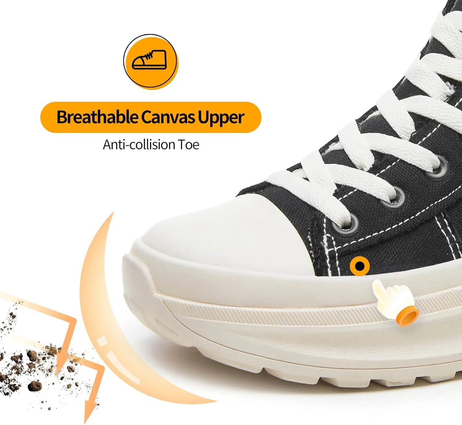 ZGR Womens Platform High Top Sneakers,White Canvas Sneakers for Women,Platform Tennis Shoes