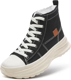 ZGR Womens Platform High Top Sneakers,White Canvas Sneakers for Women,Platform Tennis Shoes