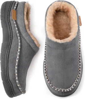 Zigzagger Men's Slip On Moccasin Slippers, Indoor/Outdoor Warm Fuzzy Comfy House Shoes, Fluffy Wide Loafer Slippers